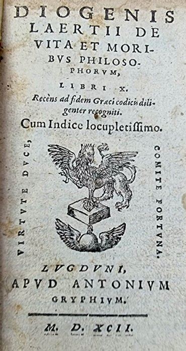 Diogenis Laertii De Vita Et Moribus Philosophorum Libri Catawiki
