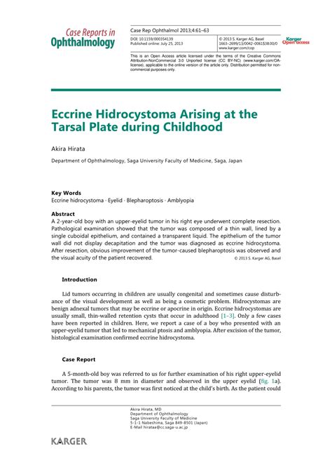 Pdf Eccrine Hidrocystoma Arising At The Tarsal Plate During Childhood