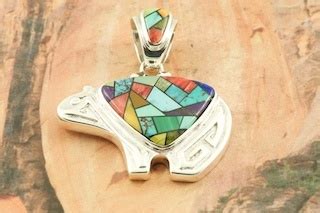 Navajo Artist Calvin Begay Genuine Gemstones Sterling Silver Pendant