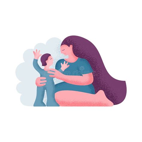 Mother And Child Mother Hugs The Child Vector Illustration Stock