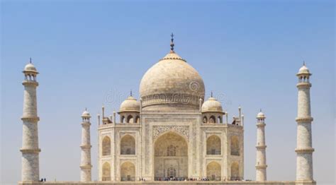 Taj Mahal Panorama In Agra India With Amazing Symmetrical Gardens Stock