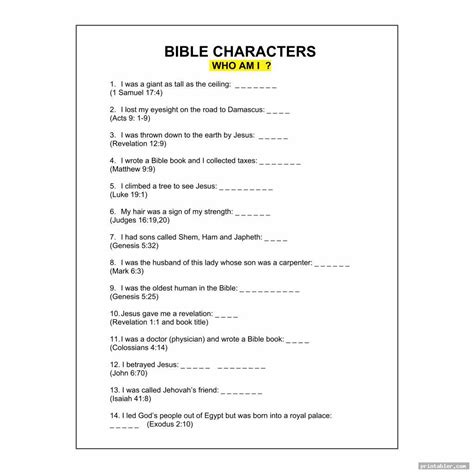 Bible Jeopardy Printable