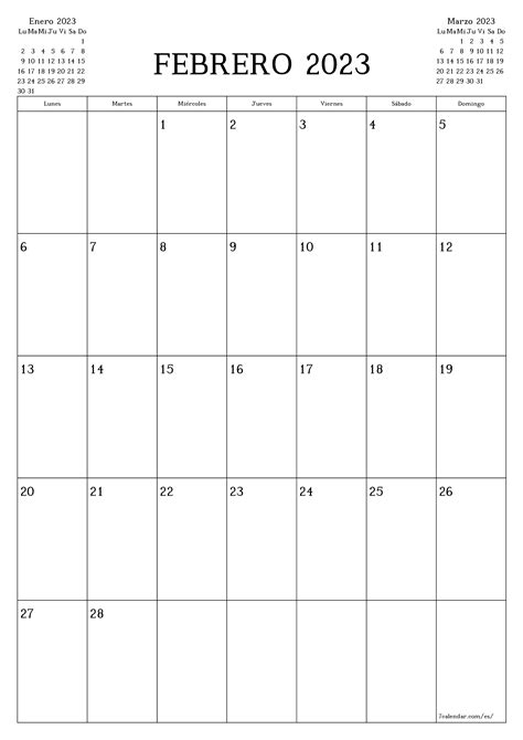 Calendarios Y Planificadores Imprimibles Para El Mes Febrero 2023 A4