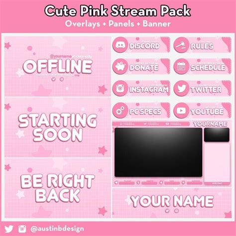 Cute Pink Twitch Stream Overlay Pack Etsy Uk Twitch Streaming Setup