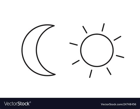Moon And Sun Simple Line Icon Royalty Free Vector Image
