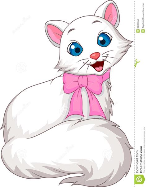 Cute White Cat Cartoon Stock Vector Image Of Posing