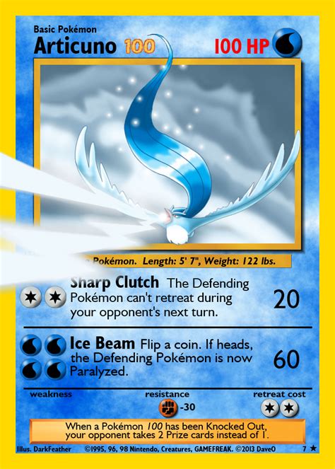 Making pokémon cards is illegal if the purpose is to sell them for profit. Articuno 100 Custom Pokemon Card by IAmTheDaveO on DeviantArt