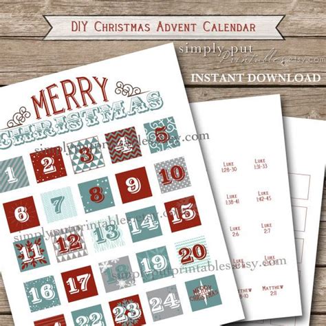Printable Christmas Advent Calendar Countdown To Christmas Advent
