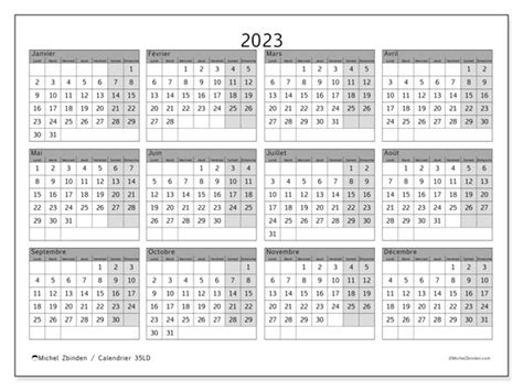 Calendrier Annuel 2023 35 Michel Zbinden Fr