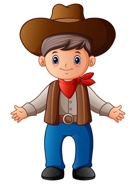 Cowboy De Dessin Animé Mignon Vecteur Premium Desenhos Animados