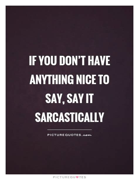 If You Dont Have Anything Nice To Say Say It Sarcastically Picture