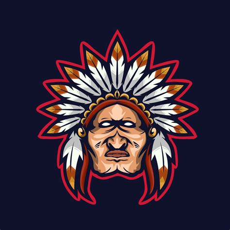 Tribal Chief Mascot E Sport Logo Design Apache Warrior Mascot Head