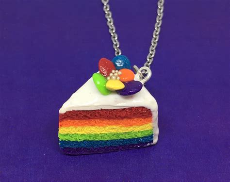 Clay Rainbow Cake Necklace Cute Polymer Clay Food Charm Etsy