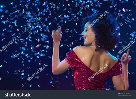 Happy Mixed Race Woman Sequined Dress Stock Photo Shutterstock