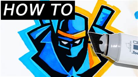 Easy Tutorial How To Draw Ninjas Youtubetwitch Logo Trick Fortnite