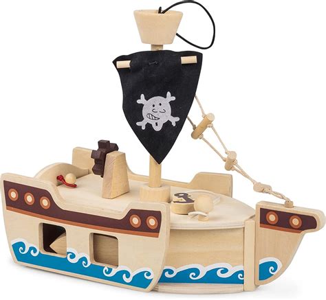 Tobar Wooden Pirate Ship Playset With Figures And Accessories Amazon