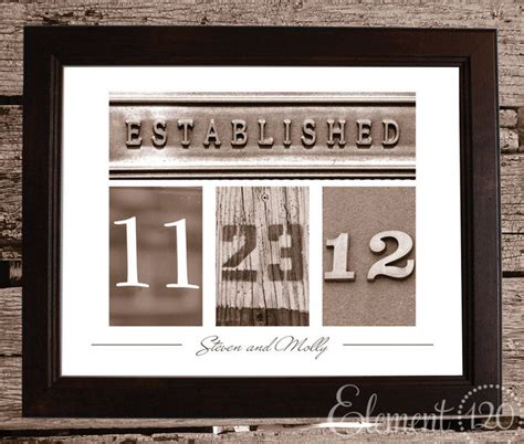 Personalized Wedding Date Frame With Number Photo Art Sepia 11x14