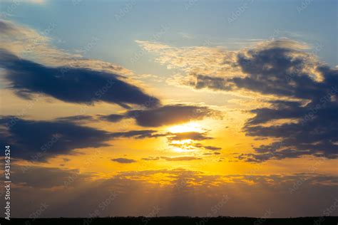 Sunset Sky With Multicolor Clouds Dramatic Twilight Sky Background