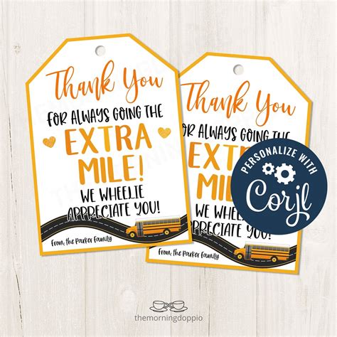 Printable Editable Thank You For Always Going The Extra Mile Etsy