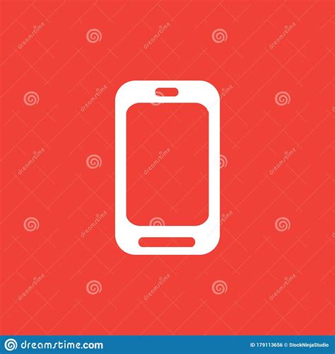 Smartphone Icon On Red Background Red Flat Style Vector Illustration