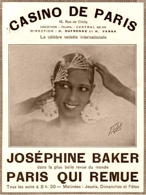 Reproduction French Poster of Joséphine Baker Appearing at the Casino