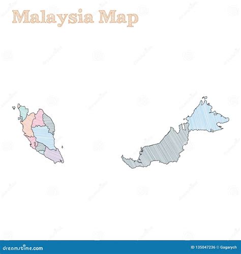 Malaysia Map Stock Vector Illustration Of Detailed St