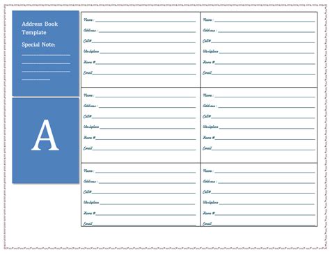 Address Book Template Word Printable Word Searches