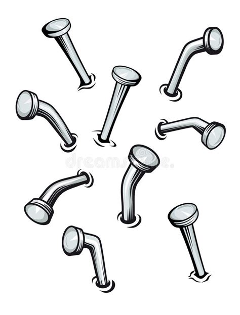 Set Of Cartoon Nails Stock Vector Illustration Of Hammer
