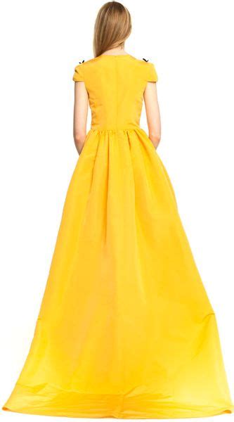 Katie Ermilio Hightolow Hemline Gown In Yellow Lyst