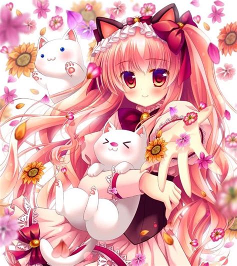 Cute Pink Anime Cat Girl