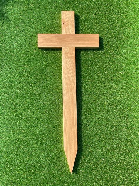 Handmade Solid Oak Memorial Cross Grave Marker Wooden Etsy