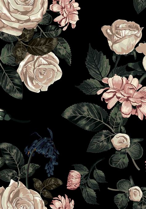 Top 65 Imagen Floral Wallpaper Black Background Vn
