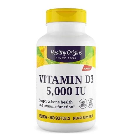 Vitamina D3 5000 Iu 360 Softgels Healthy Origins Submarino