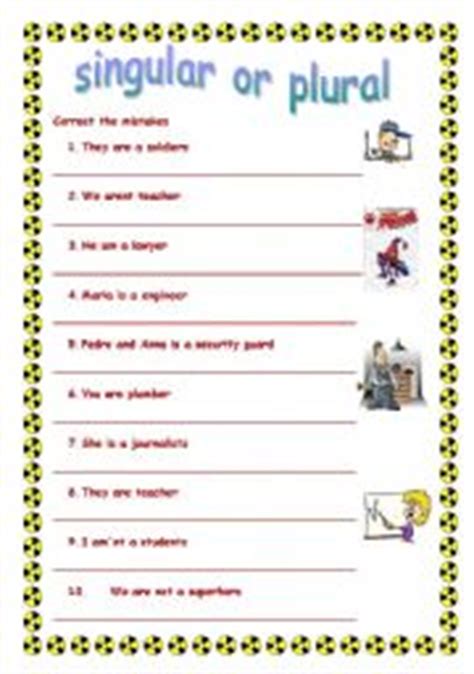 They include the names of certain tools, instruments and articles of clothing. singular or plural- verb to be - ESL worksheet by degulasepa