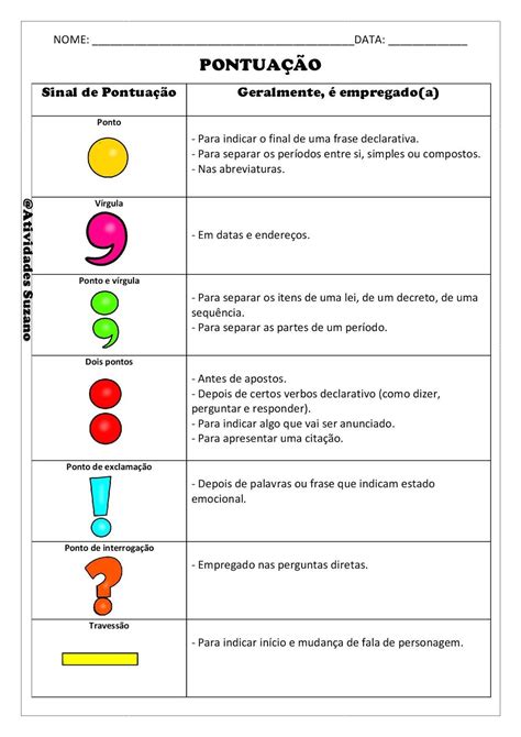 Atividade Pontuação 1 Ano