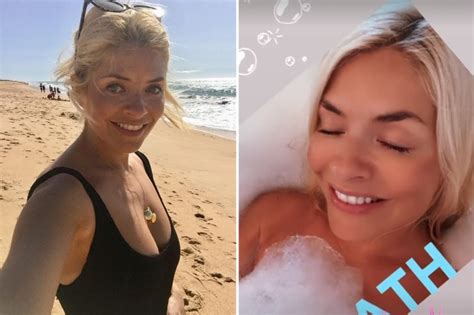 holly willoughby strips naked as she poses for beaming bubble bath selfie while relaxing in the