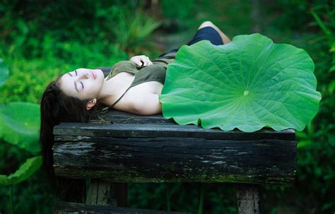 Ao Yem Vietnamese Beauty Sleeping With Lotus Pond Photograph By Huynh