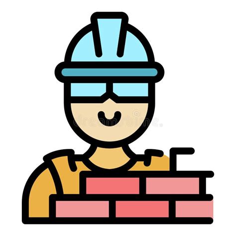 Builder Brick Icon Color Outline Vector Stock Vector Illustration Of