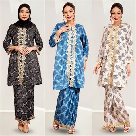 Yeleedon Baju Kebarung Labuh Modern Nikah Tunang Kebaya Batik Sulam
