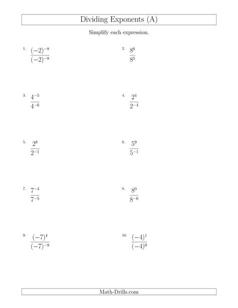 Dividing Exponents With A Larger Or Equal Exponent In The