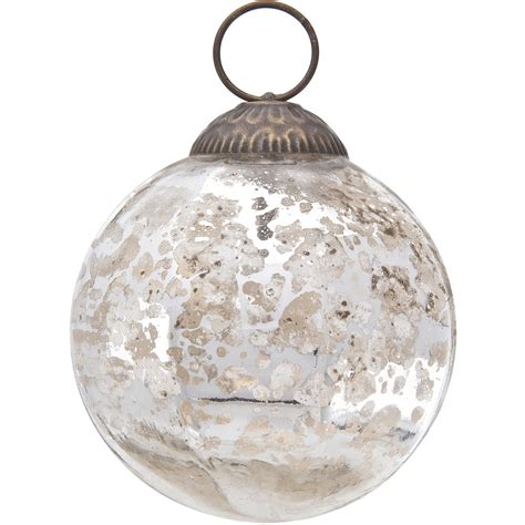 Luna Bazaar Large Mercury Glass Ball Ornament 3 Inch Silver Penina Design Single Great