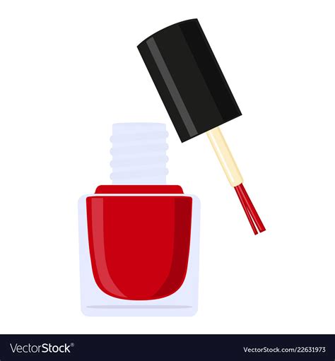 Colorful Cartoon Open Red Nail Polish Bottle Vector Image