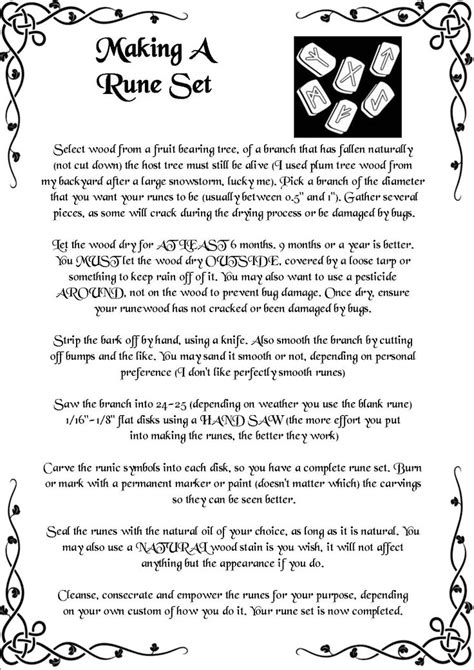 Book Of Shadows Bos Making A Rune Set Page Magic Spells Love Spells