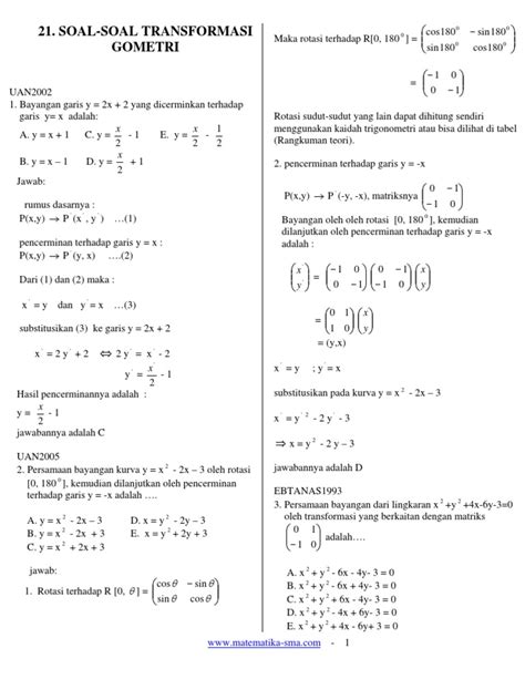 Contoh Soal Refleksi Matematika Kelas 11 - Contoh Soal Terbaru