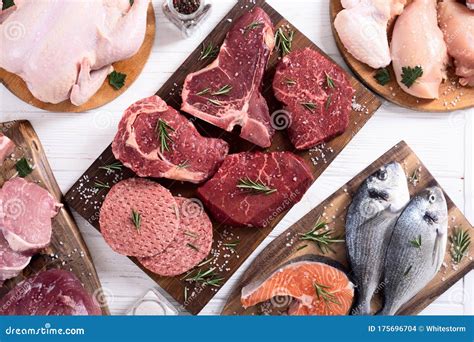 Assortment Of Meat And Seafood Stock Photo Image Of Object
