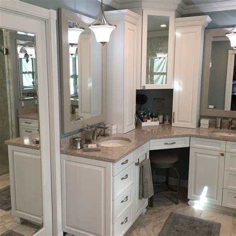 Corner vanity double vessel sinks traditional bathroom newark a breathtaking arrangement of a bathroom with a corner sink unit for two people. We went with a his her corner vanity and LOVE it! | Corner ...