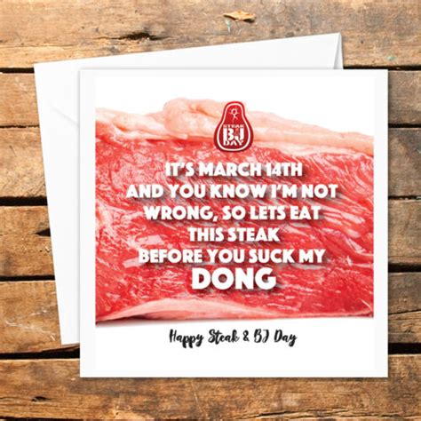 Steak And Blow Job Card Bj Blowjob March 14th Mens Valentines Day Funny