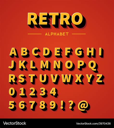 Retro Alphabet Set Royalty Free Vector Image Vectorstock