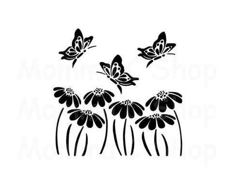 Butterflies Flowers Svg And Jpeg Cone Flower Monarch Instant Etsy