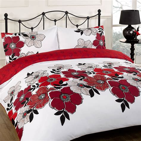 Bedding sets single double king white grey debenhams. Duvet Cover with Pillow Case Bed Set Pollyanna Red Black ...